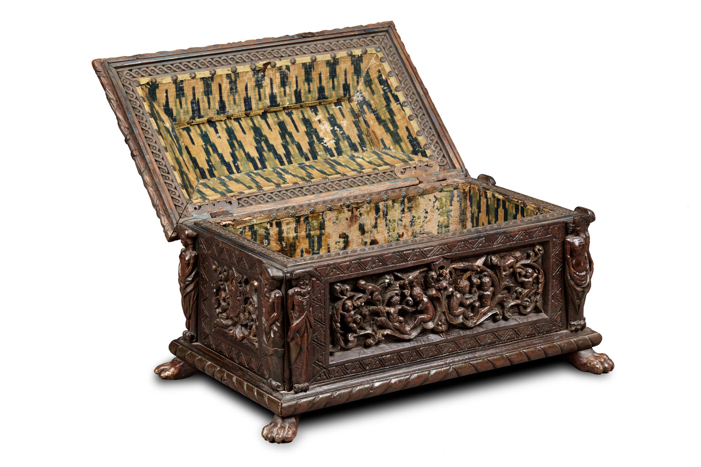 Italian Renaissance Polychrome and Gilt Casket, dated 1593 For Sale 10