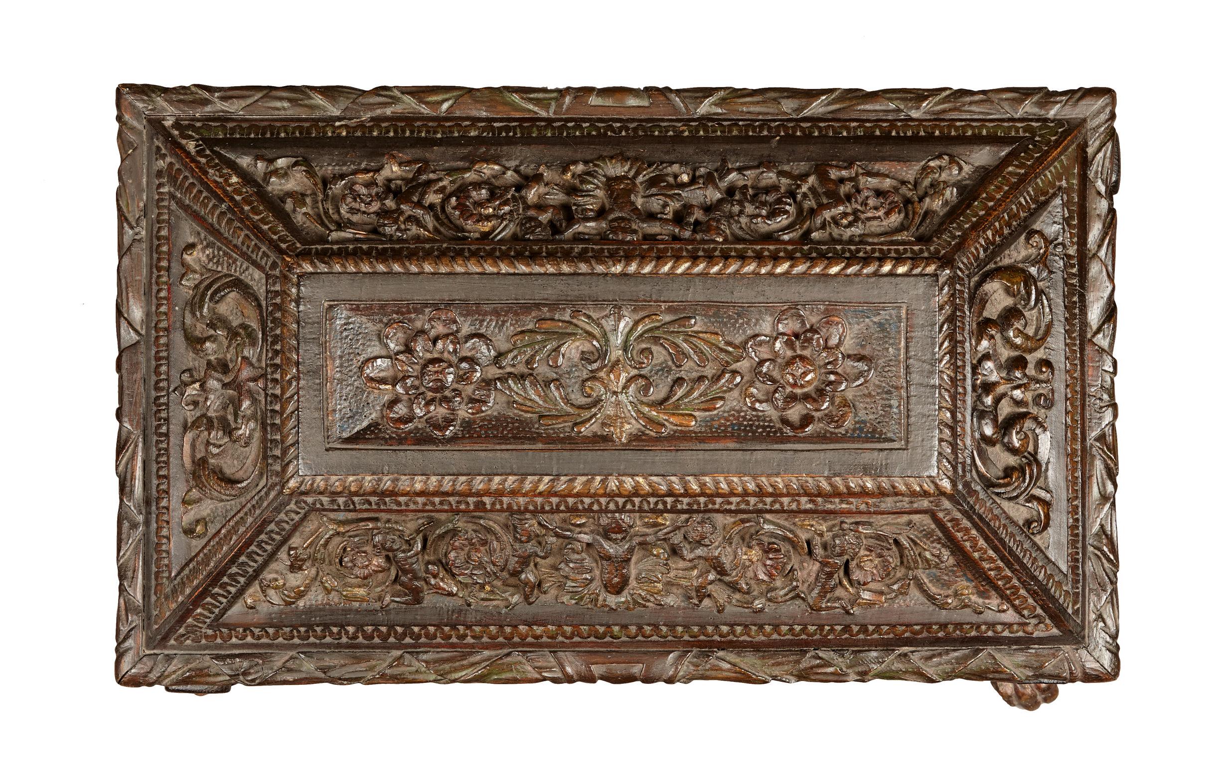 18th Century and Earlier Italian Renaissance Polychrome and Gilt Casket, dated 1593 For Sale