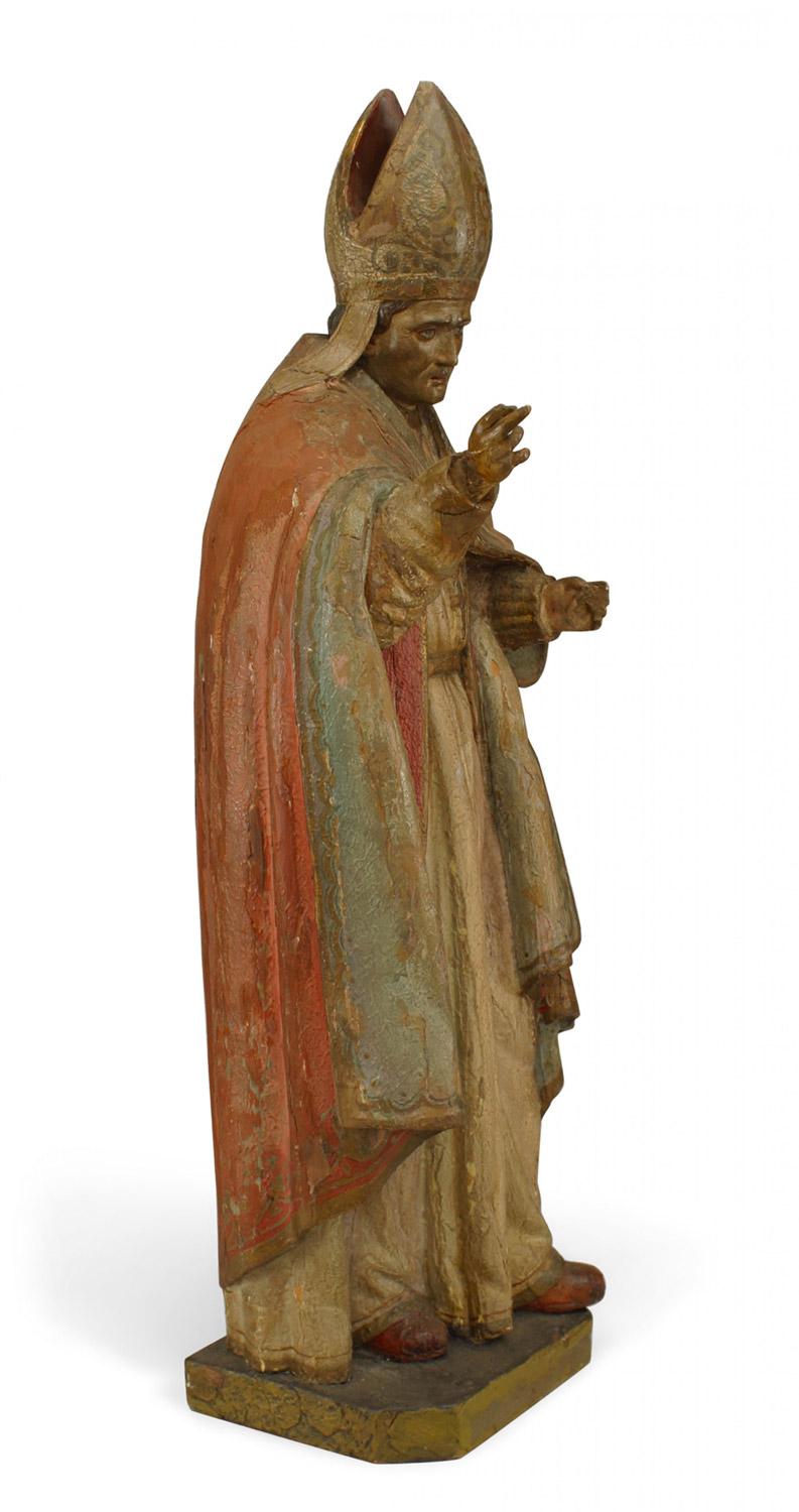 Intagliato Figura di Papa in policromia del Rinascimento italiano in vendita