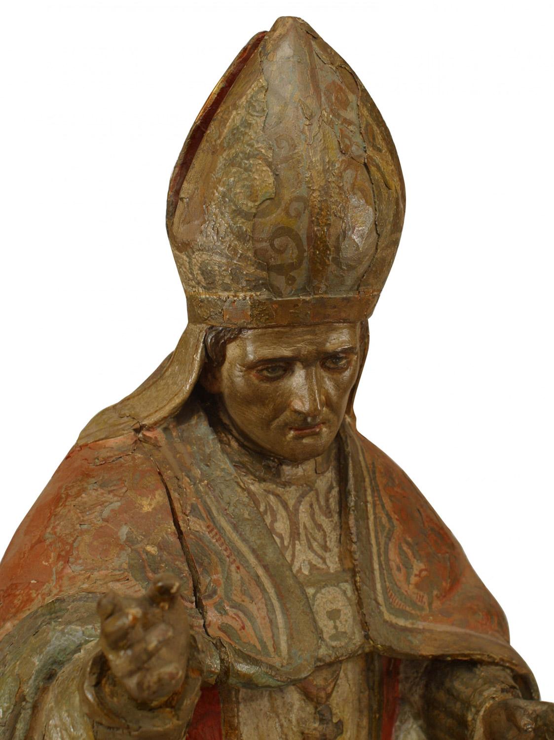 Figura di Papa in policromia del Rinascimento italiano In condizioni buone in vendita a Queens, NY