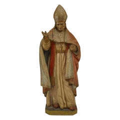Italian Renaissance Polychromed Pope Figure