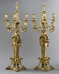 Italian Renaissance Revival Bronze Candelabra, Pr