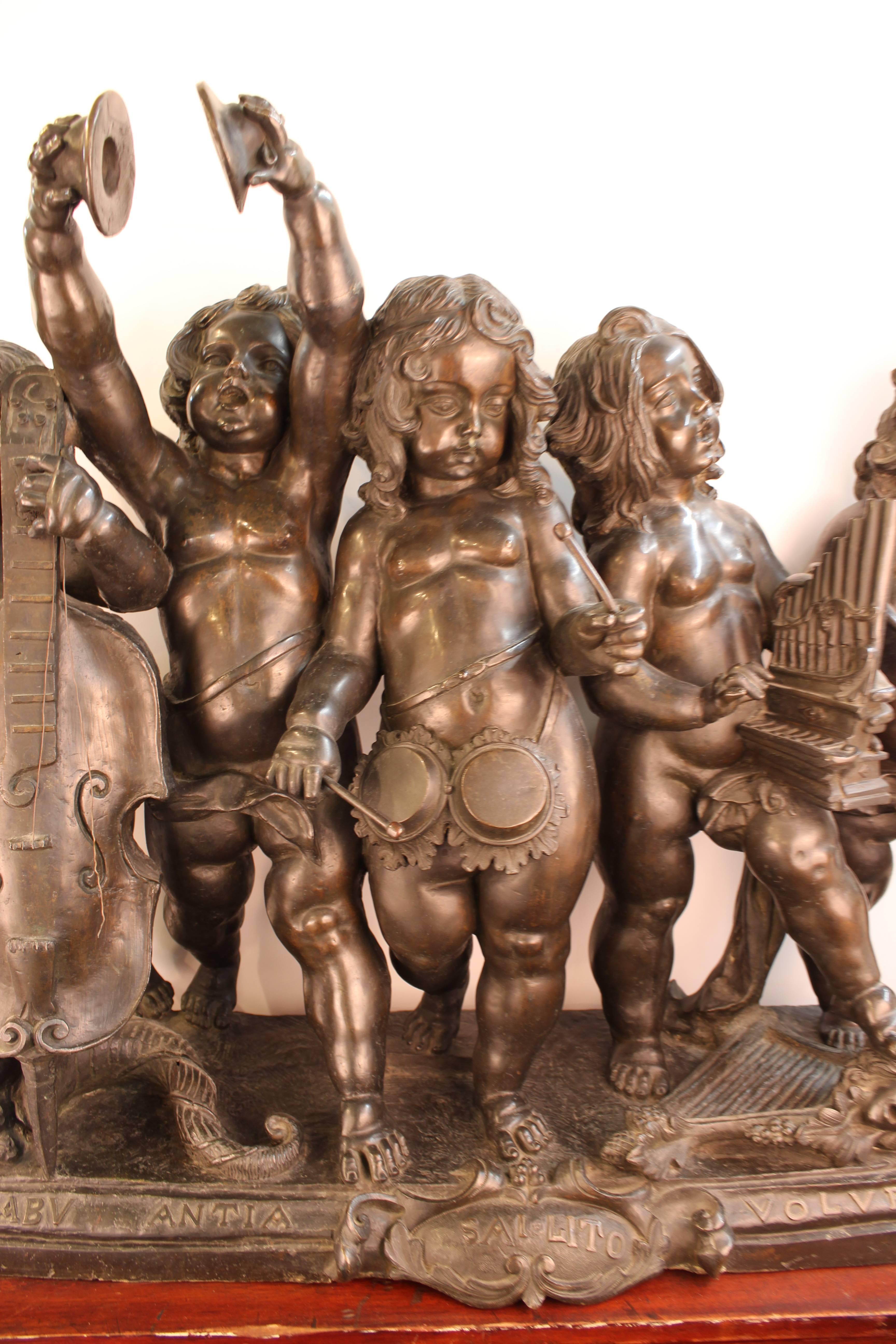 Italian Renaissance Revival Bronze Putti Concerto Attributed to Ferdiando Vichi 1