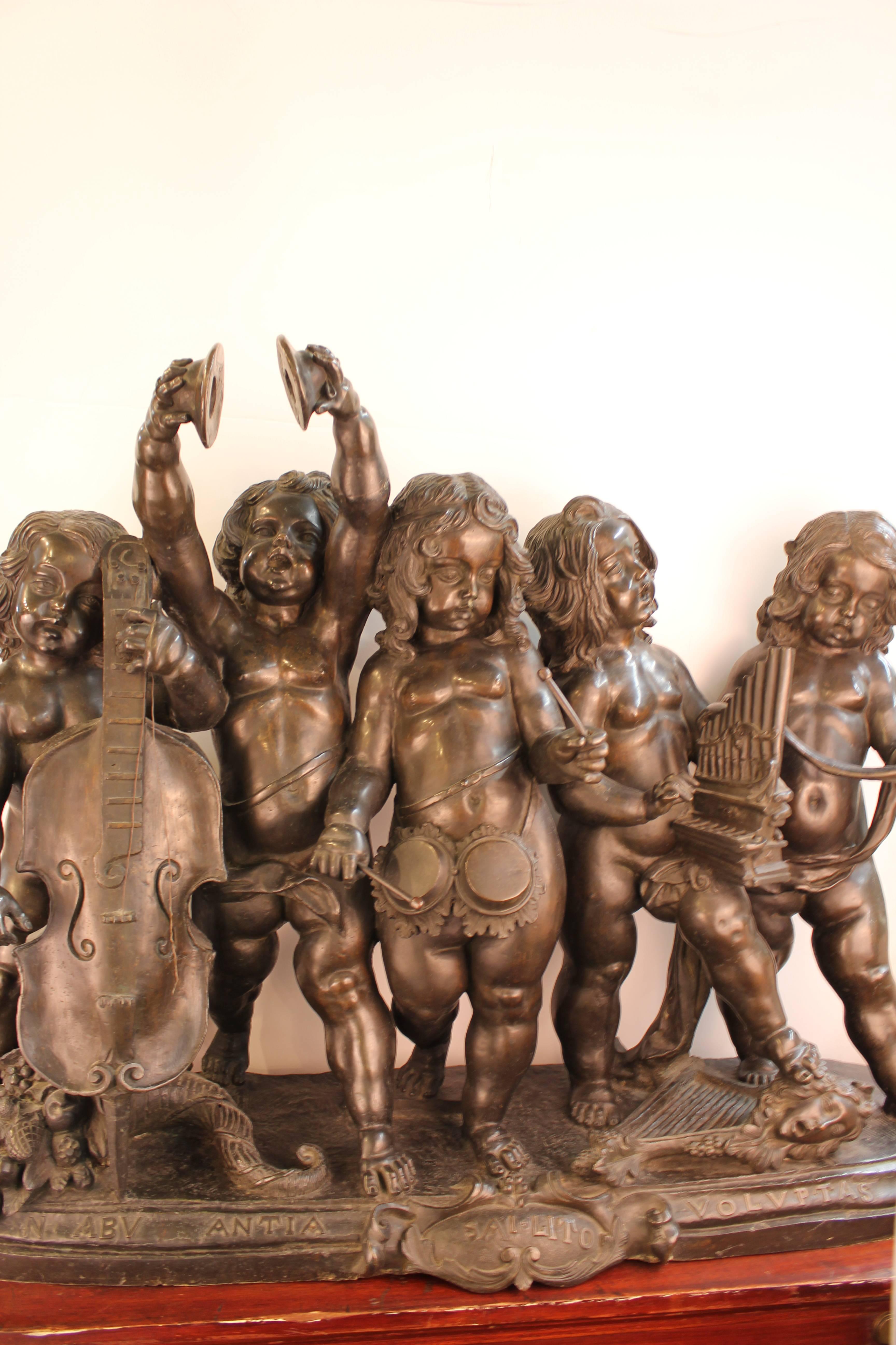 Italian Renaissance Revival Bronze Putti Concerto Attributed to Ferdiando Vichi 4