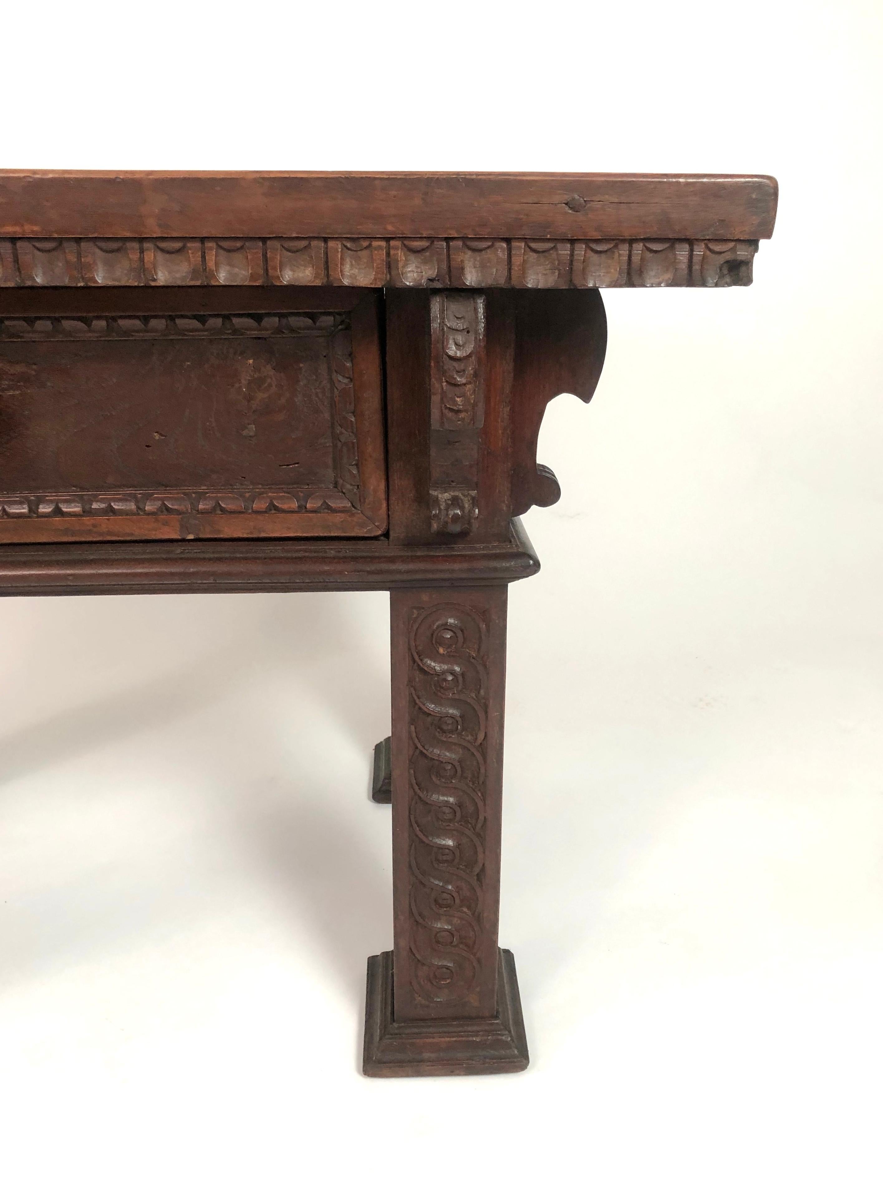 Italian Renaissance Revival Carved Oak and Walnut Side or Coffee Table 5