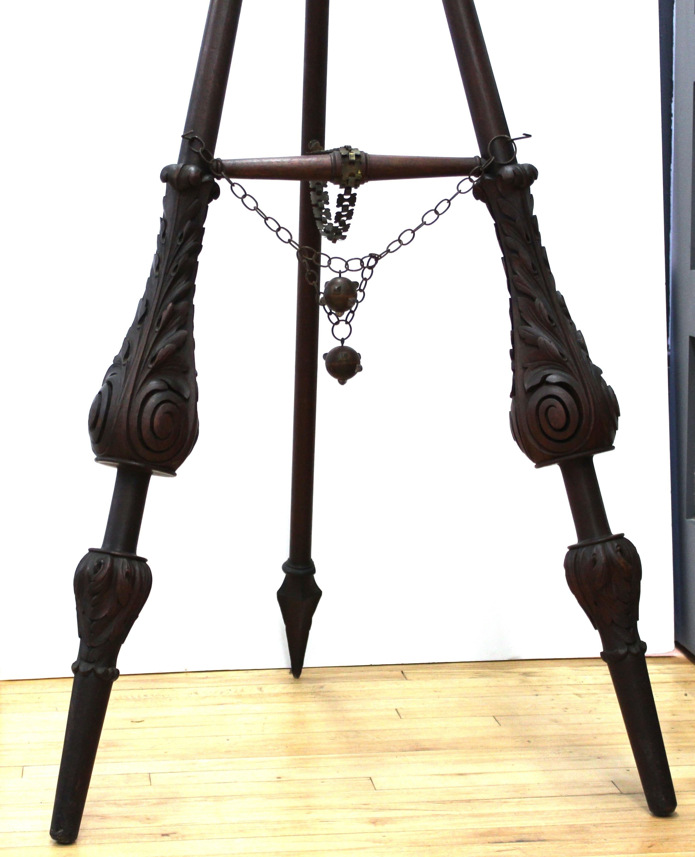 19th Century Italian Renaissance Revival Easel with Jousting Lances & Knight Helmet Finial