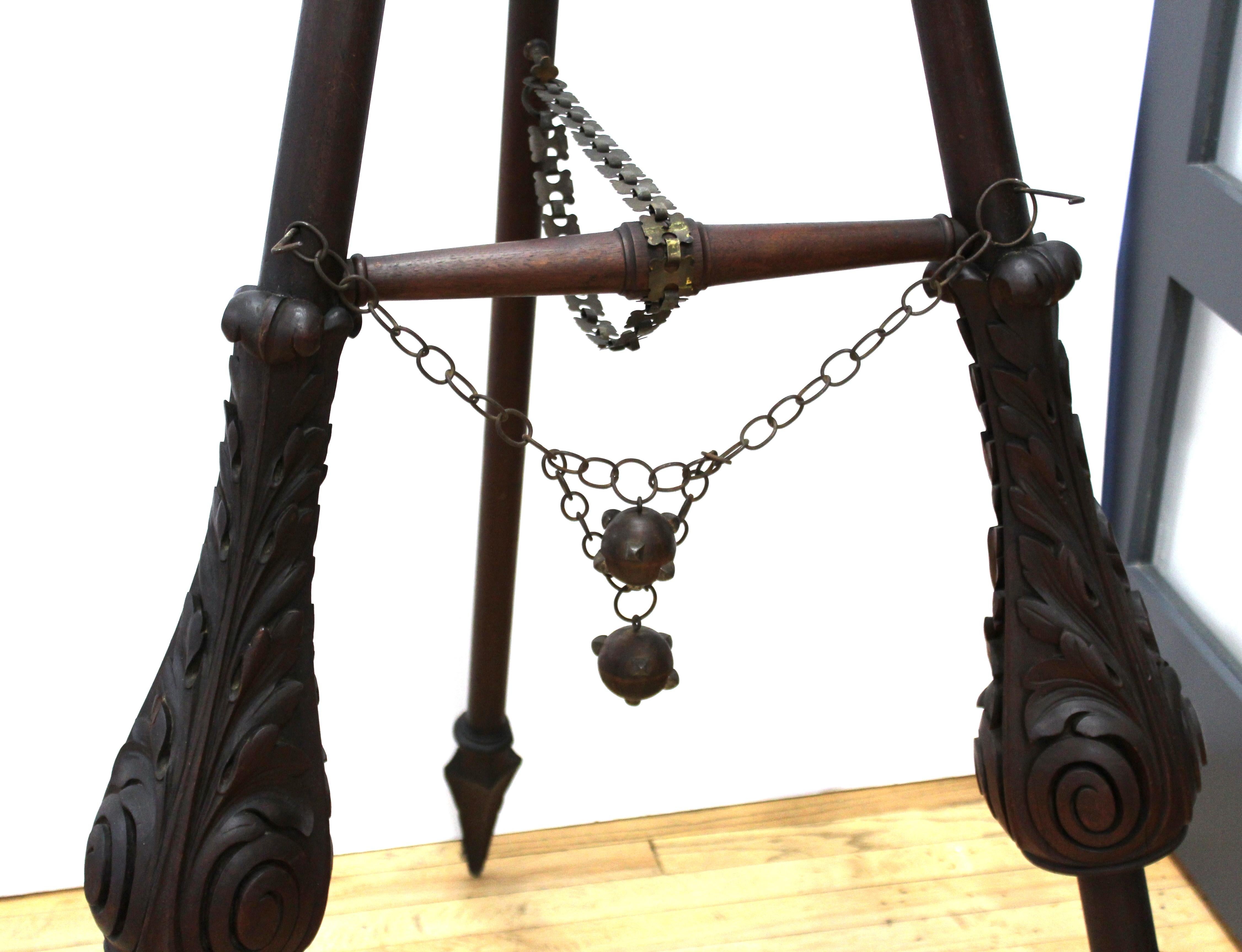 Metal Italian Renaissance Revival Easel with Jousting Lances & Knight Helmet Finial For Sale