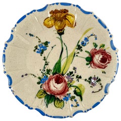 Italian Renaissance Revival Faïence Nove Rose Floral Hand Painted Plate, 1930s