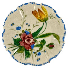 Assiette à fleurs Faïence Nove Rose peinte à la main:: années 1930