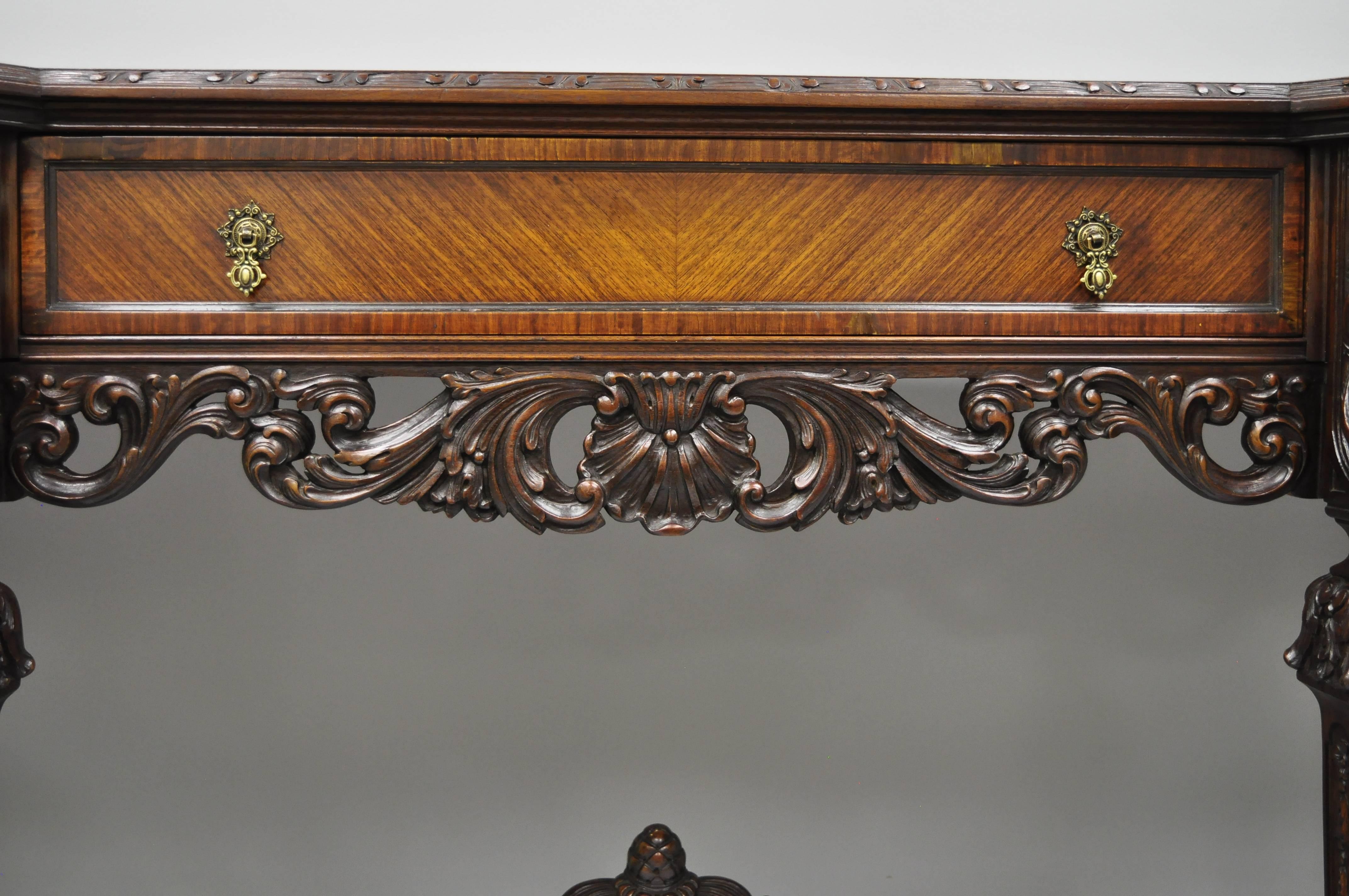Italian Renaissance Revival French Baroque Style Figural Carved Walnut Sideboard 8