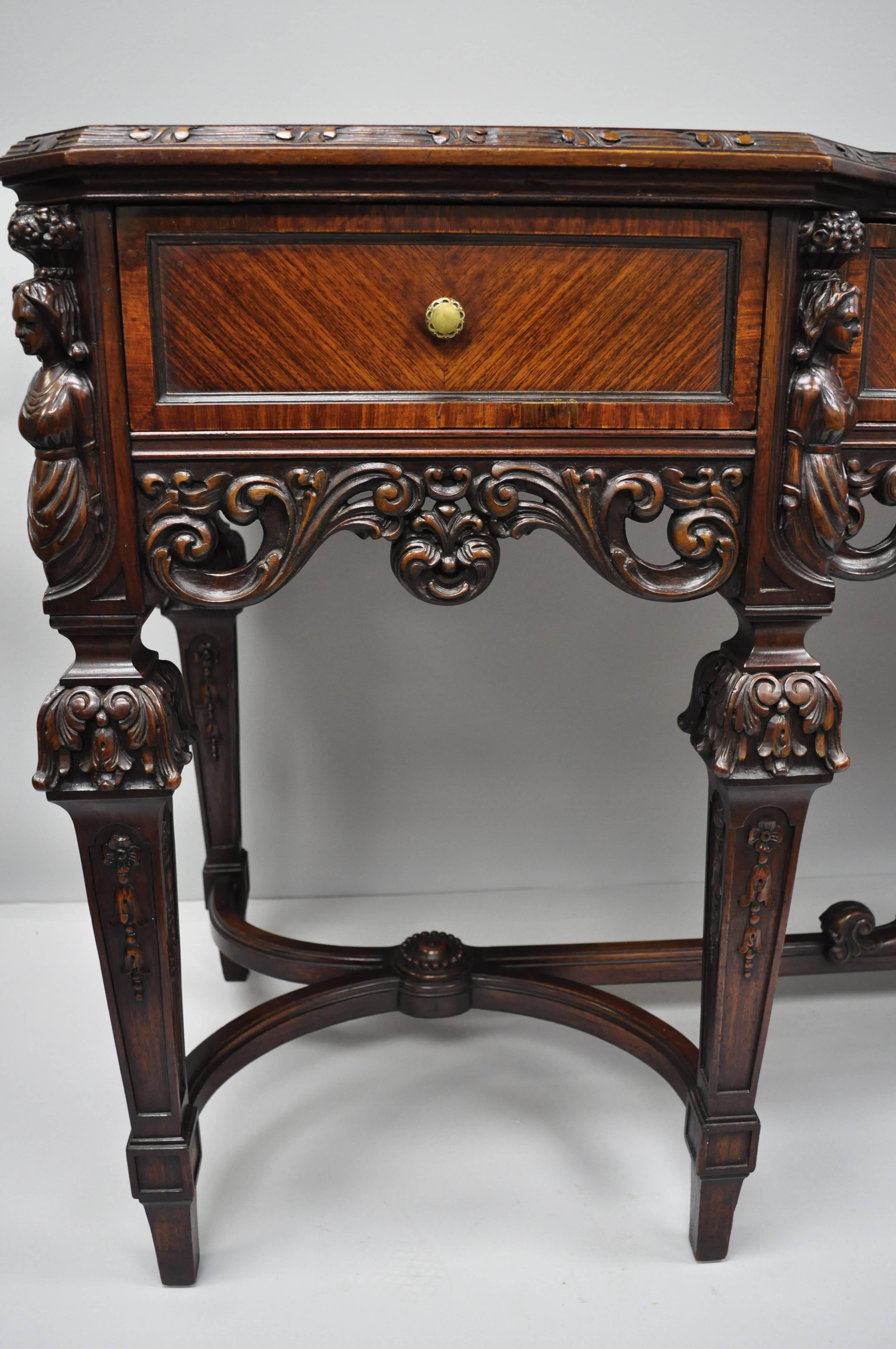Italian Renaissance Revival French Baroque Style Figural Carved Walnut Sideboard 10