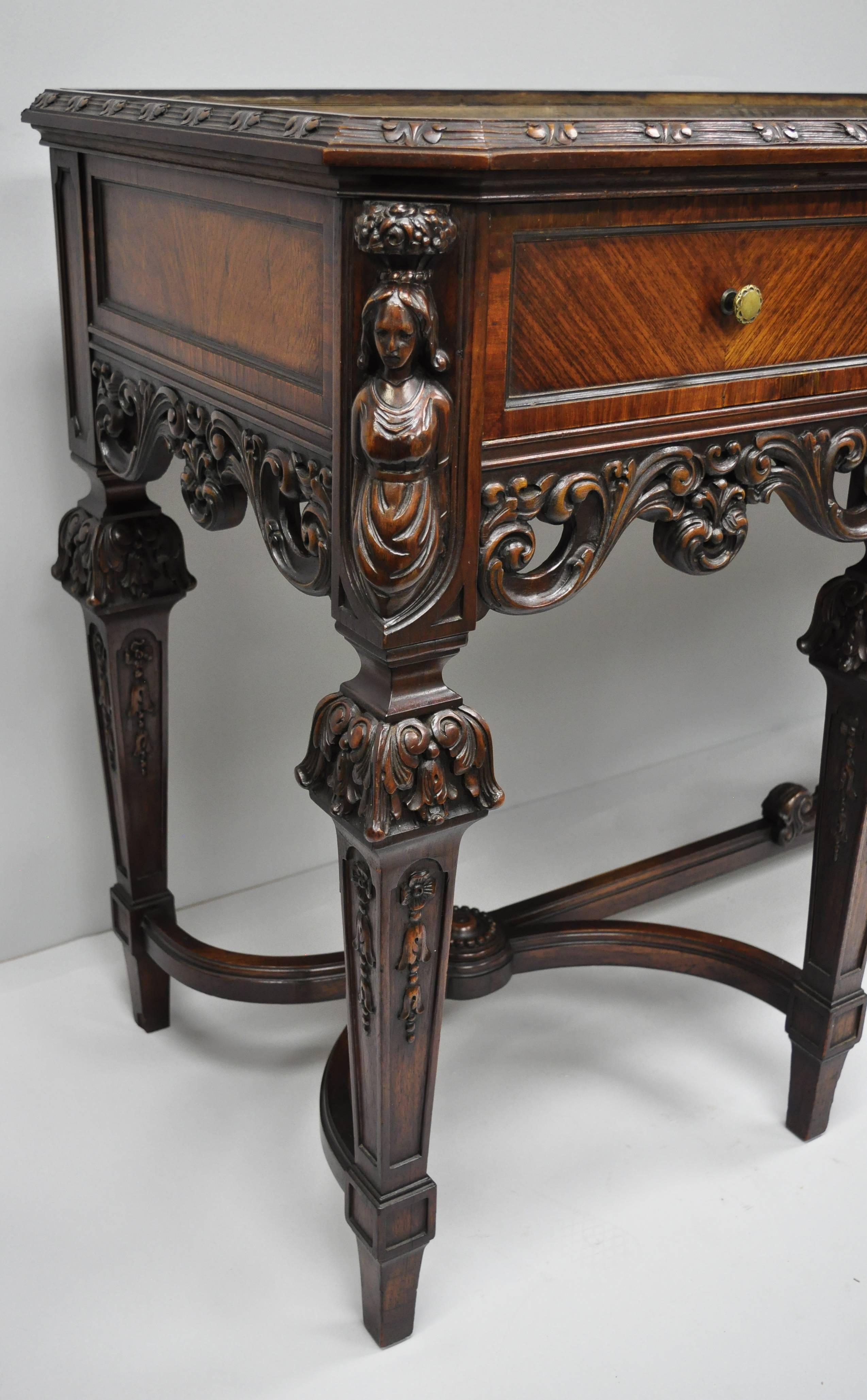Italian Renaissance Revival French Baroque Style Figural Carved Walnut Sideboard 13