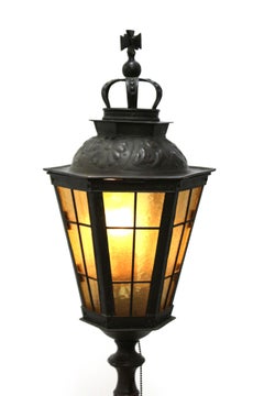 Italian Renaissance Revival Lantern Floor Lamp in Cast Bronze and Repousse Brass