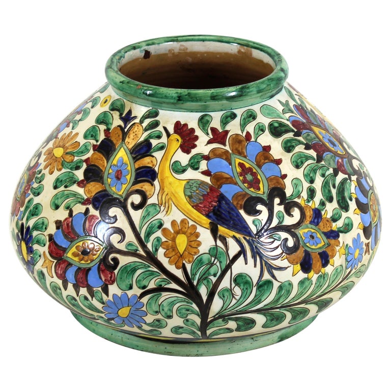 Majolica sgraffito vase, 1910s, offered by Showplace - Luxury - Art - Design - Vintage
