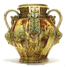 Italian Renaissance Revival Monumental Majolica Sgrafitto Urn