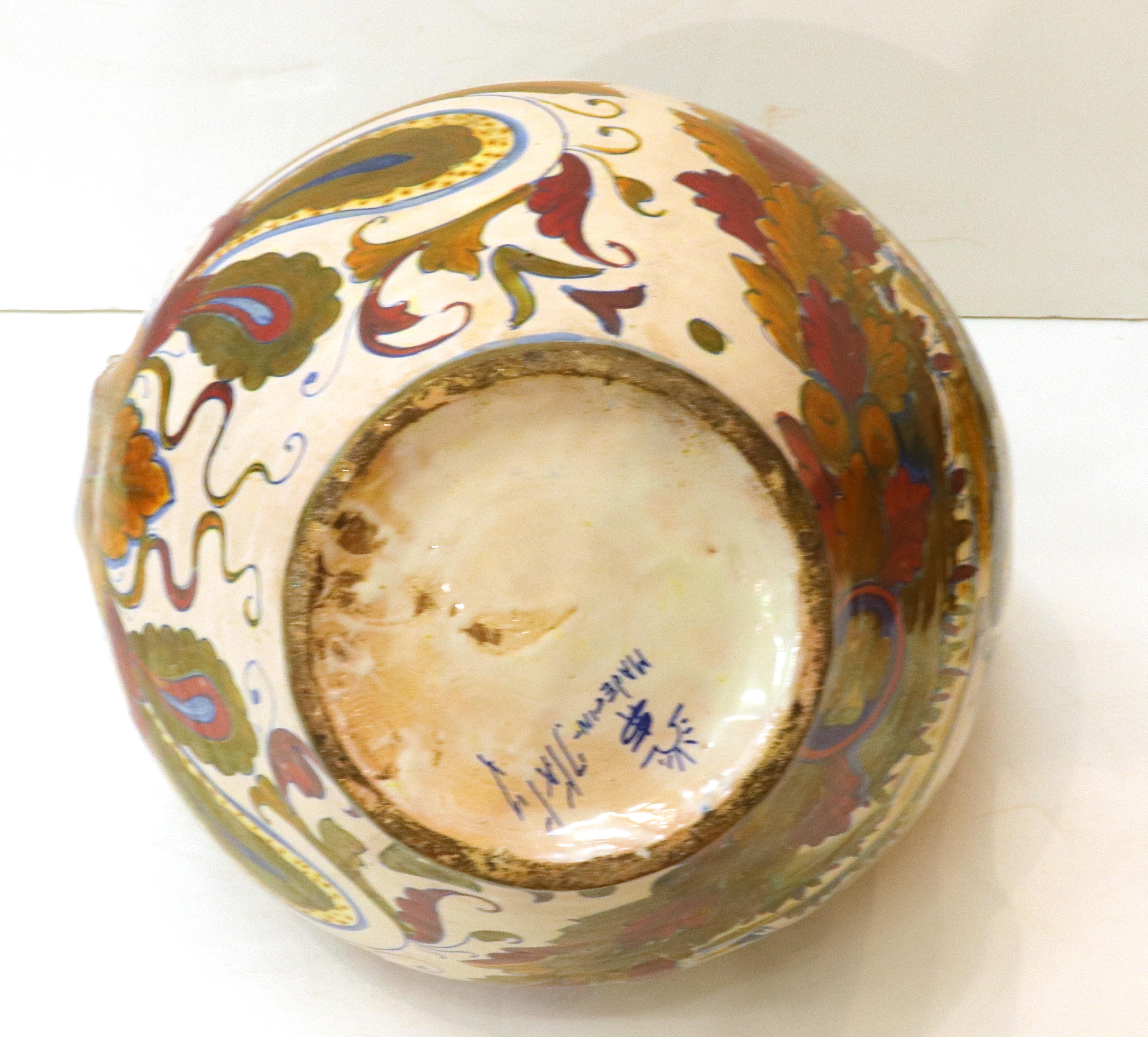 Italian Renaissance Revival Painted Ceramic Lusterware Pitcher For Sale 5