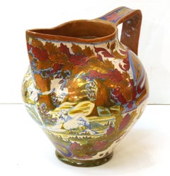 Italian Renaissance Revival Painted Ceramic Lusterware Pitcher