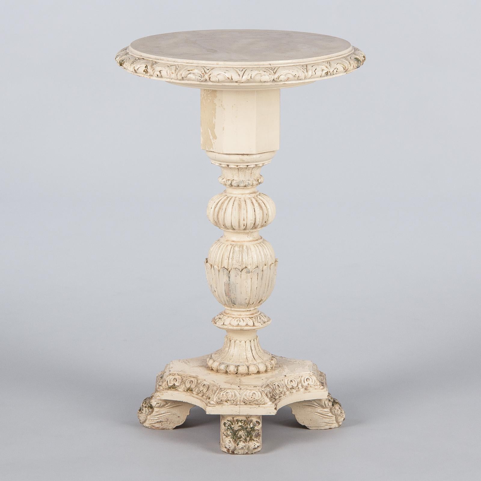 Italian Renaissance Revival Painted Pedestal Side Table, 1950s 5