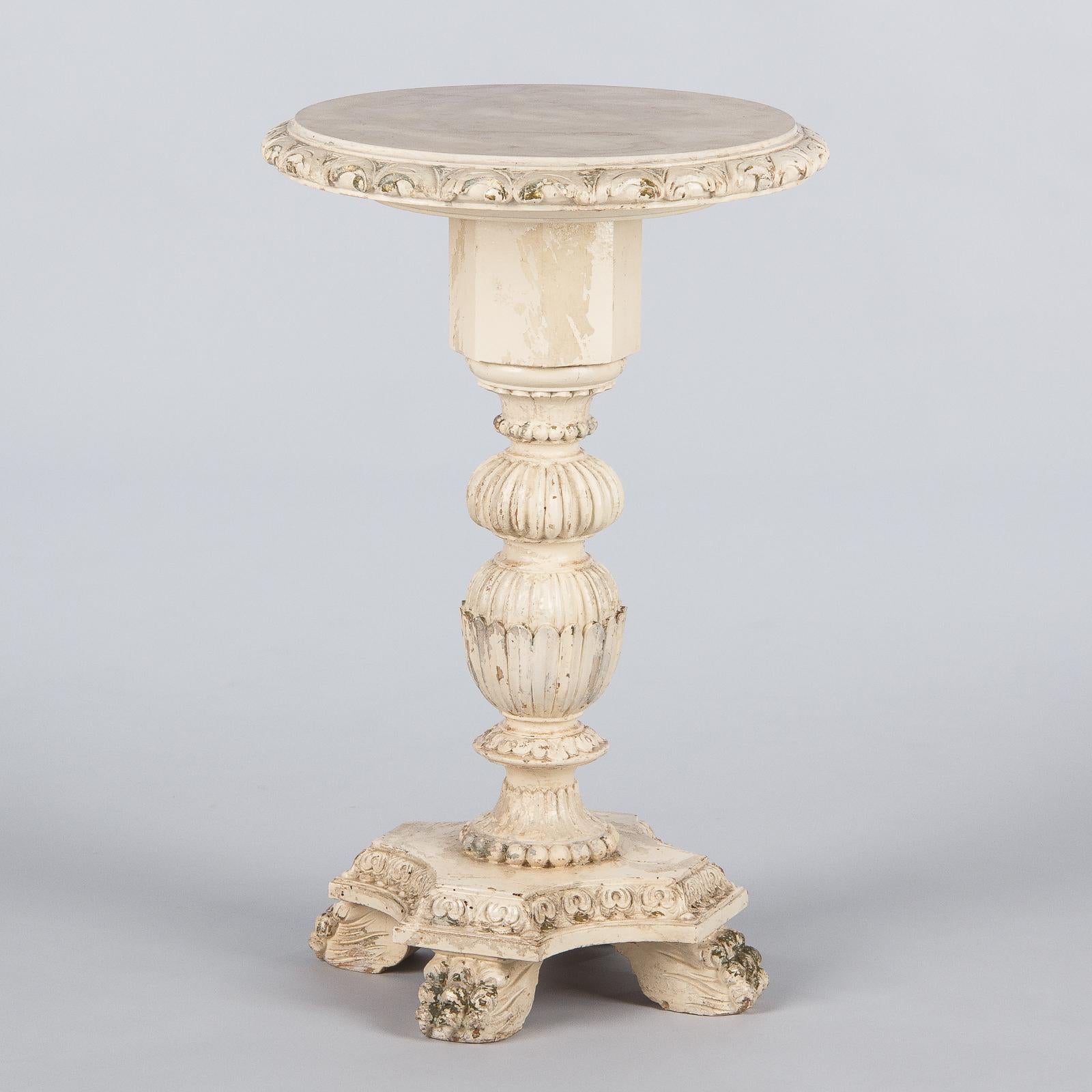 Italian Renaissance Revival Painted Pedestal Side Table, 1950s 4