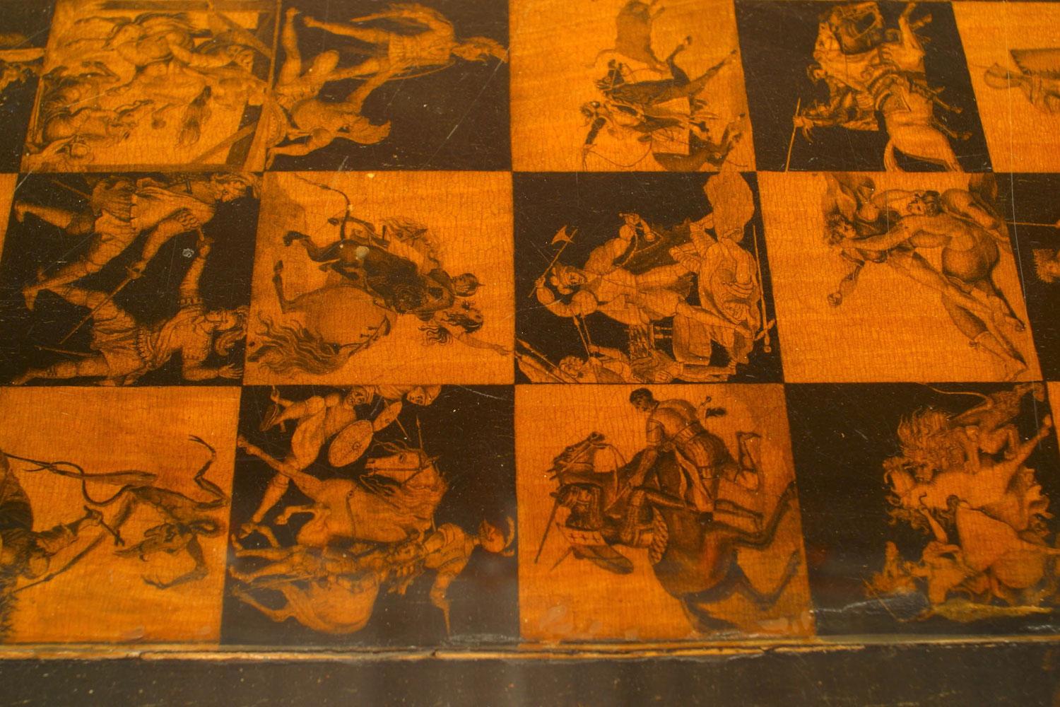 italien Italian Renaissance Revival Penwork Game Table en vente