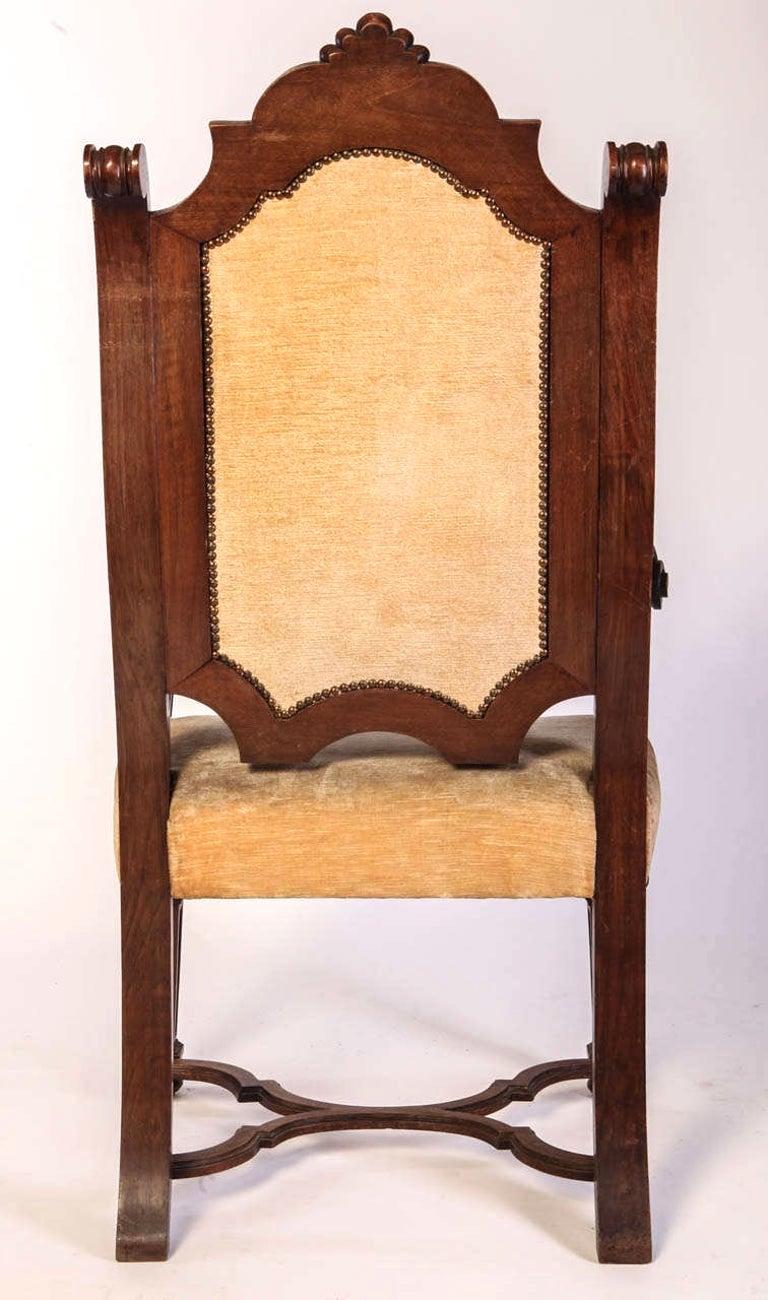 Italian Renaissance Revival Set of 6 Chairs and 2 Armchairs For Sale 7