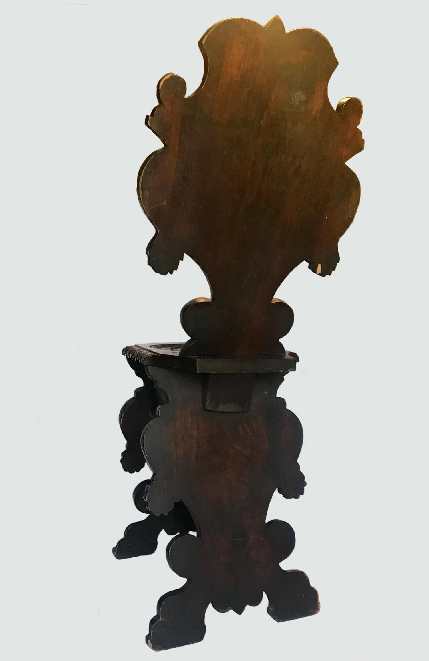 Italian Renaissance Revival Sgabello Chair, circa 1870 In Good Condition In Vero Beach, FL