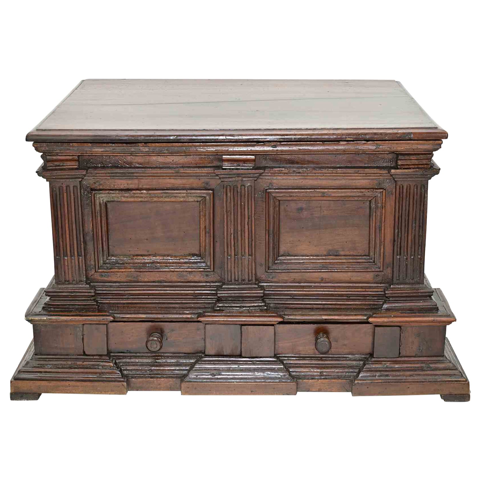 Italian Renaissance Revival Walnut Cassone (Marriage Chest), Early 19th Century For Sale