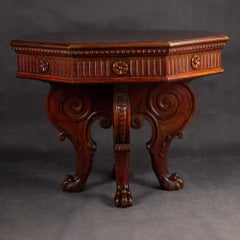 Italian Renaissance Revival Walnut Center Table, 19th Century