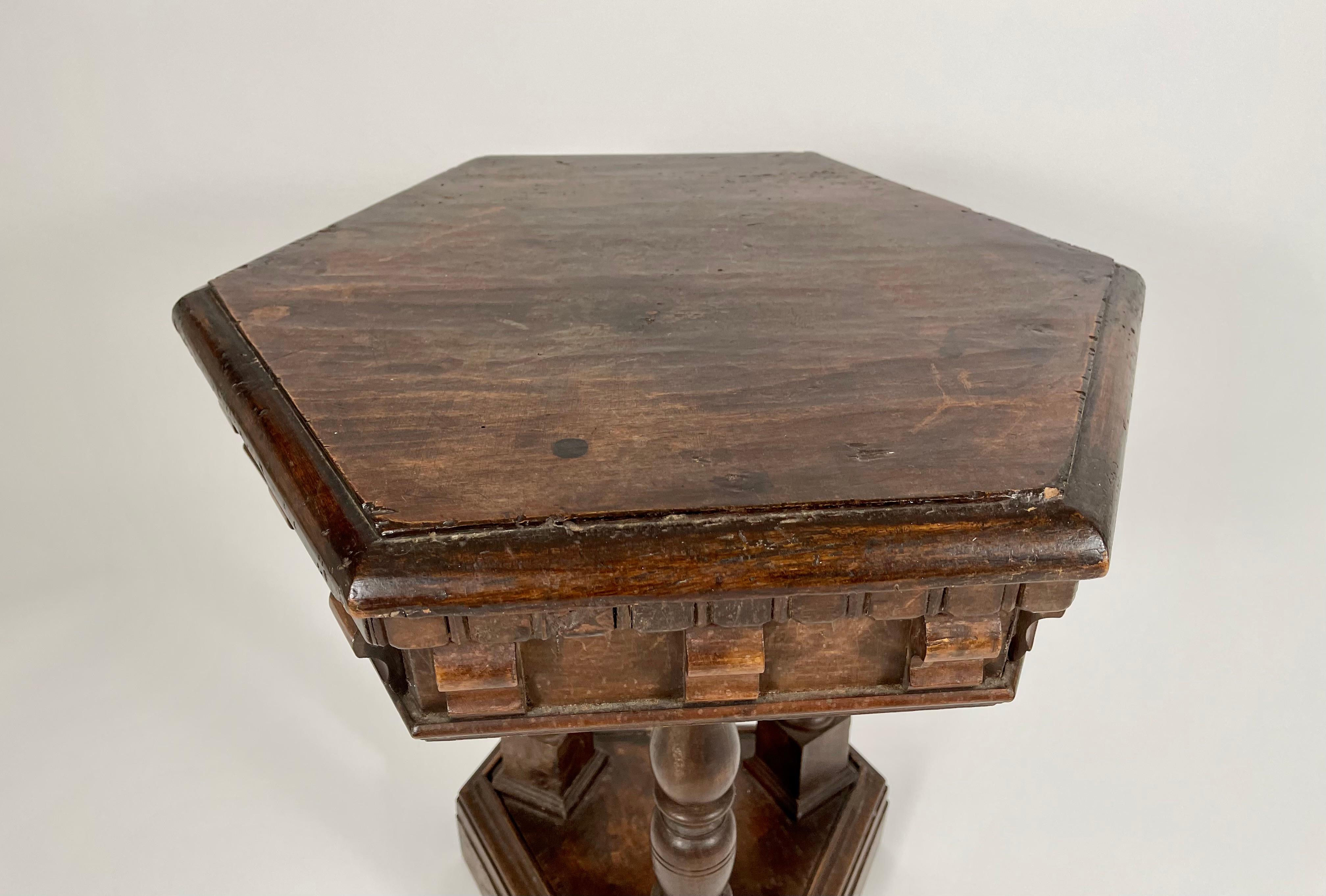 Turned Italian Renaissance Revival Walnut Side Table