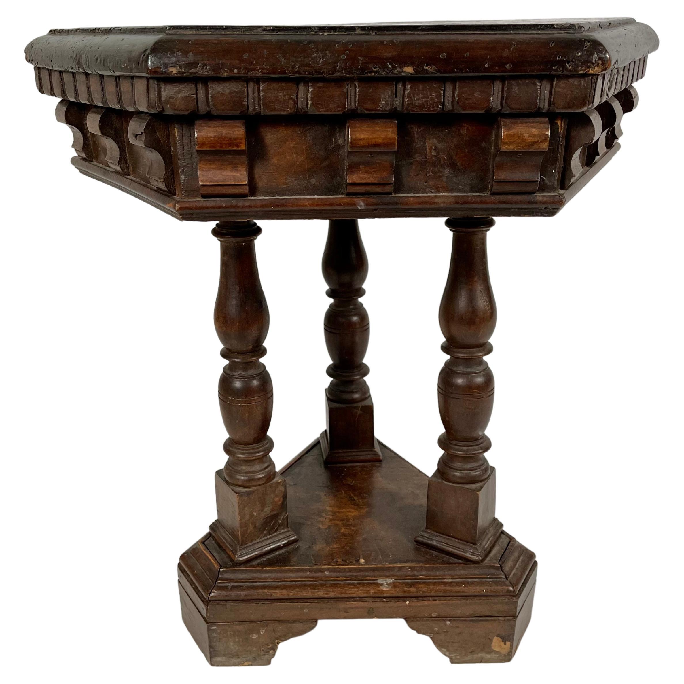 Italian Renaissance Revival Walnut Side Table