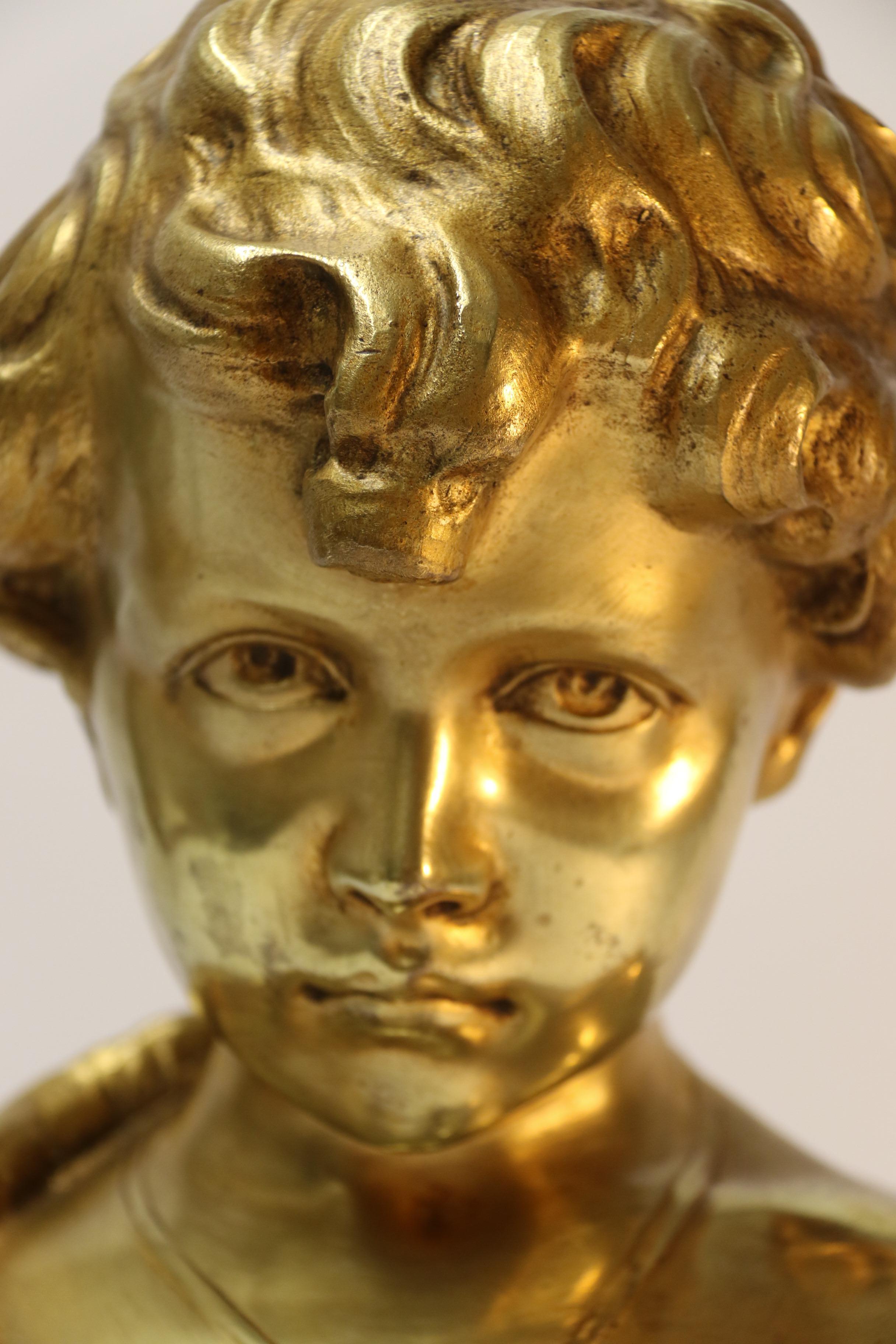Bronze Bust of a Boy on a marble base, signed Donatello, Circa 1930 For Sale 1