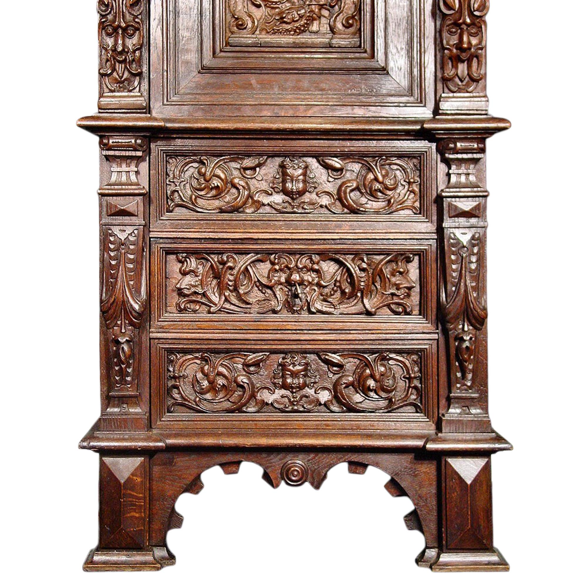 Italian Renaissance St. Mid-19th Century Oak Side Cabinet 2