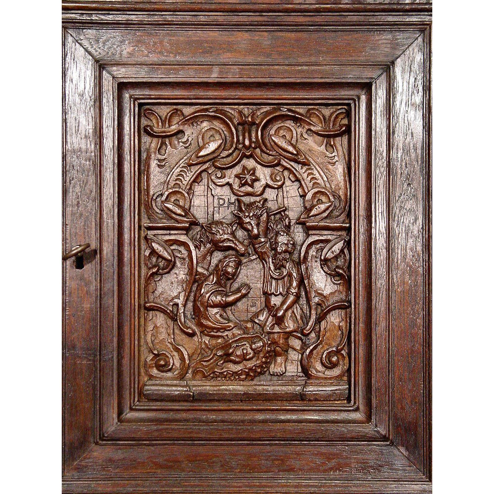 Italian Renaissance St. Mid-19th Century Oak Side Cabinet 3