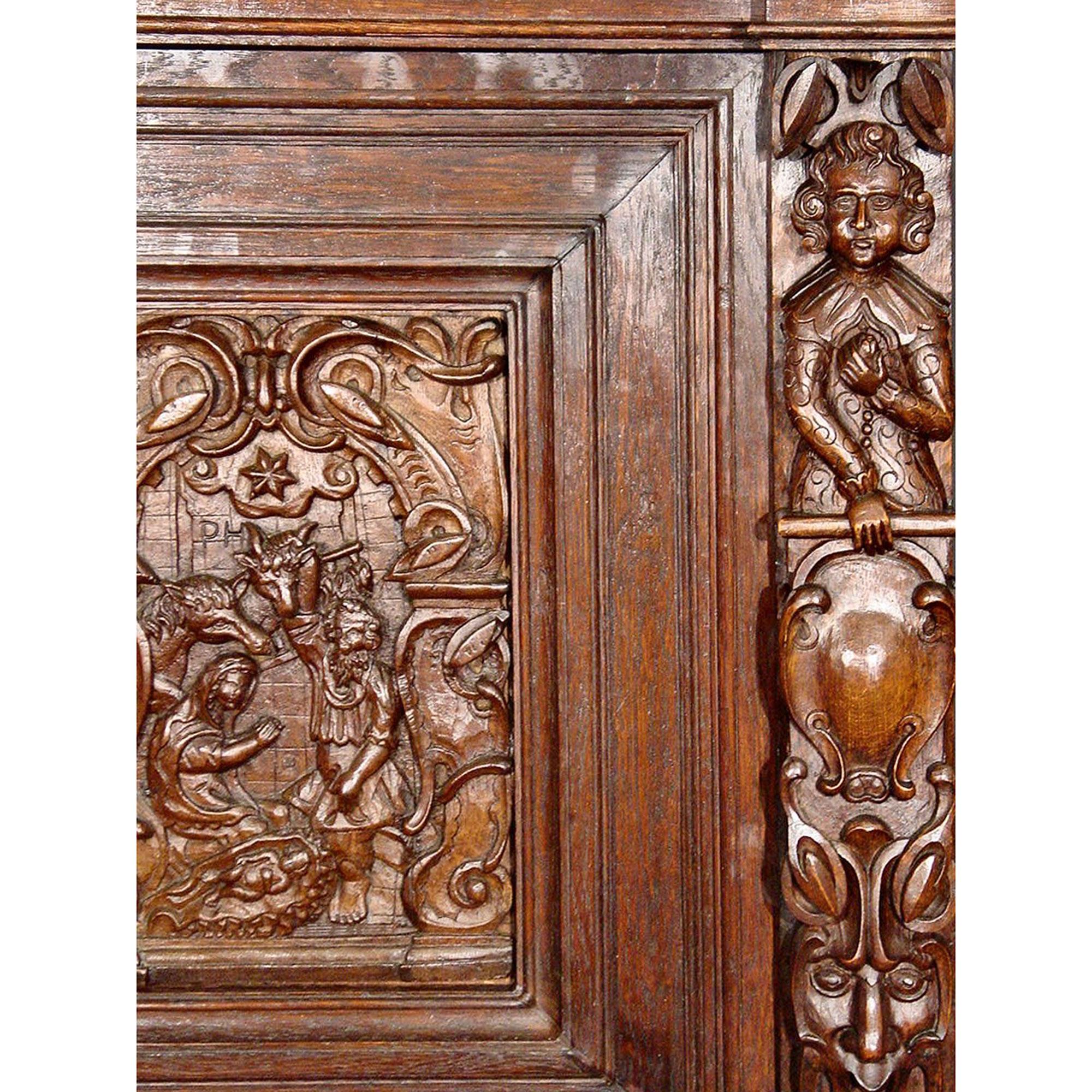 Italian Renaissance St. Mid-19th Century Oak Side Cabinet 5