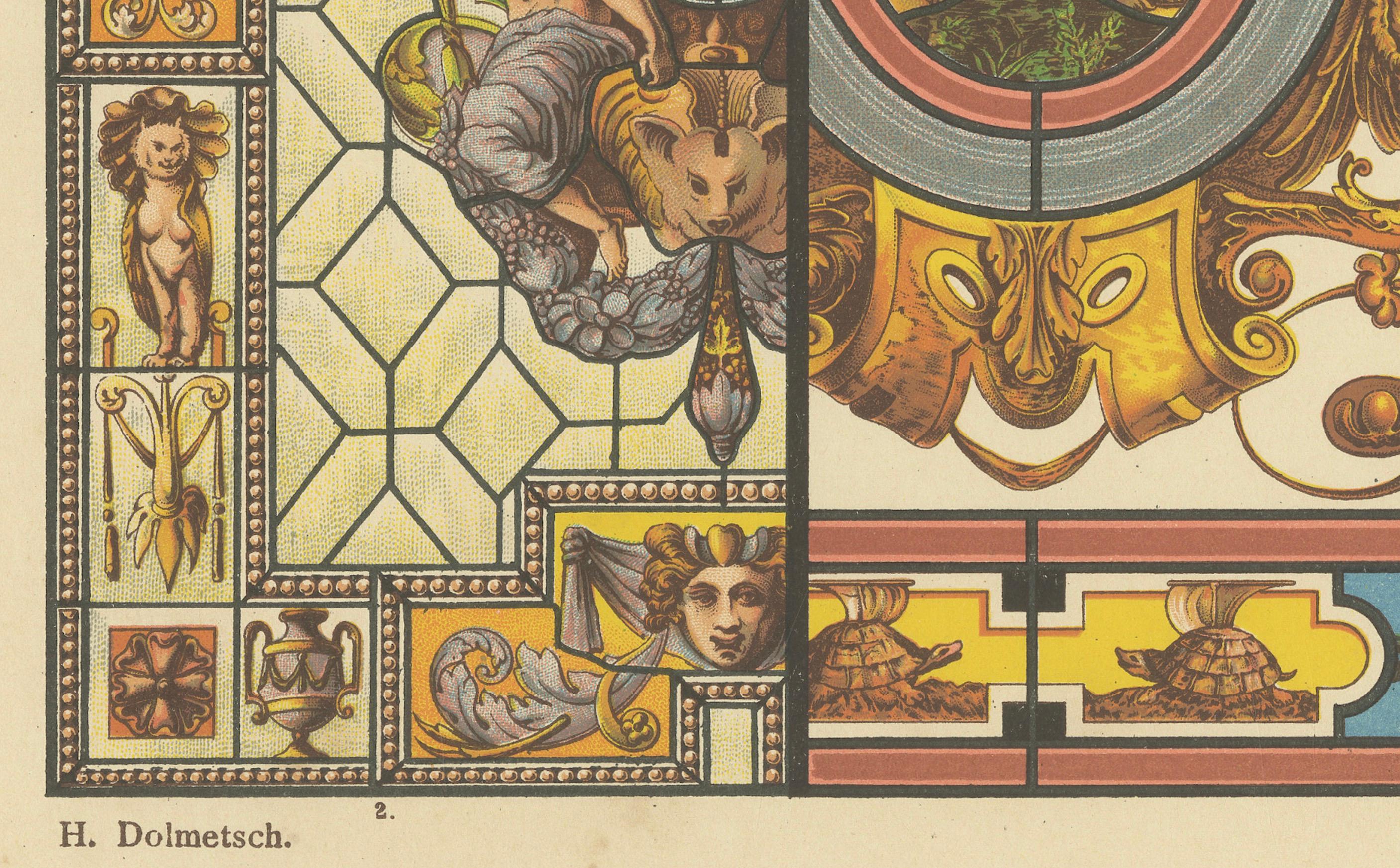 Fine XIX secolo Opera d'arte in vetro colorato del Rinascimento italiano di Ornamentenschatz, 1887 in vendita