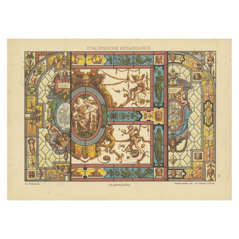 Italian Renaissance Stained Glass Artwork from Ornamentenschatz, 1887