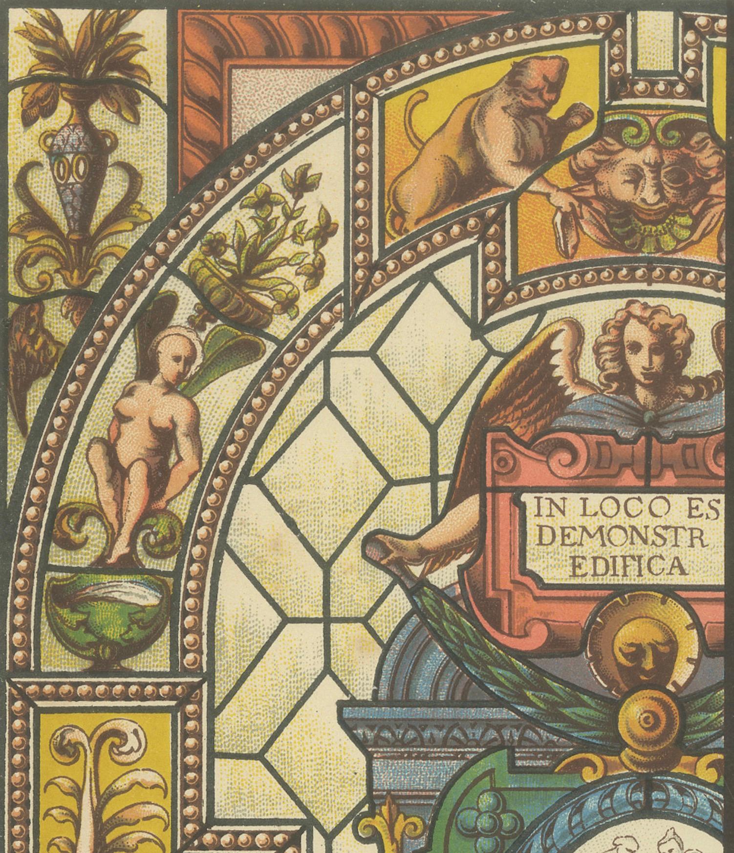 Late 19th Century Italian Renaissance Stained Glass Design Print from Ornamentenschatz, 1887 For Sale