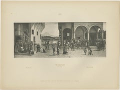 Italian Renaissance Street Scenes — Set of 2 Decorative Engravings, ca.1880