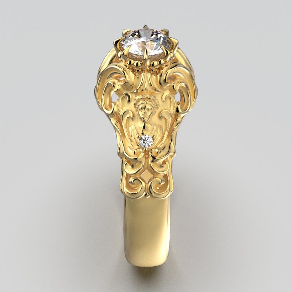 For Sale:  Italian Renaissance Style 18k Gold Diamond Ring by Oltremare Gioielli  3