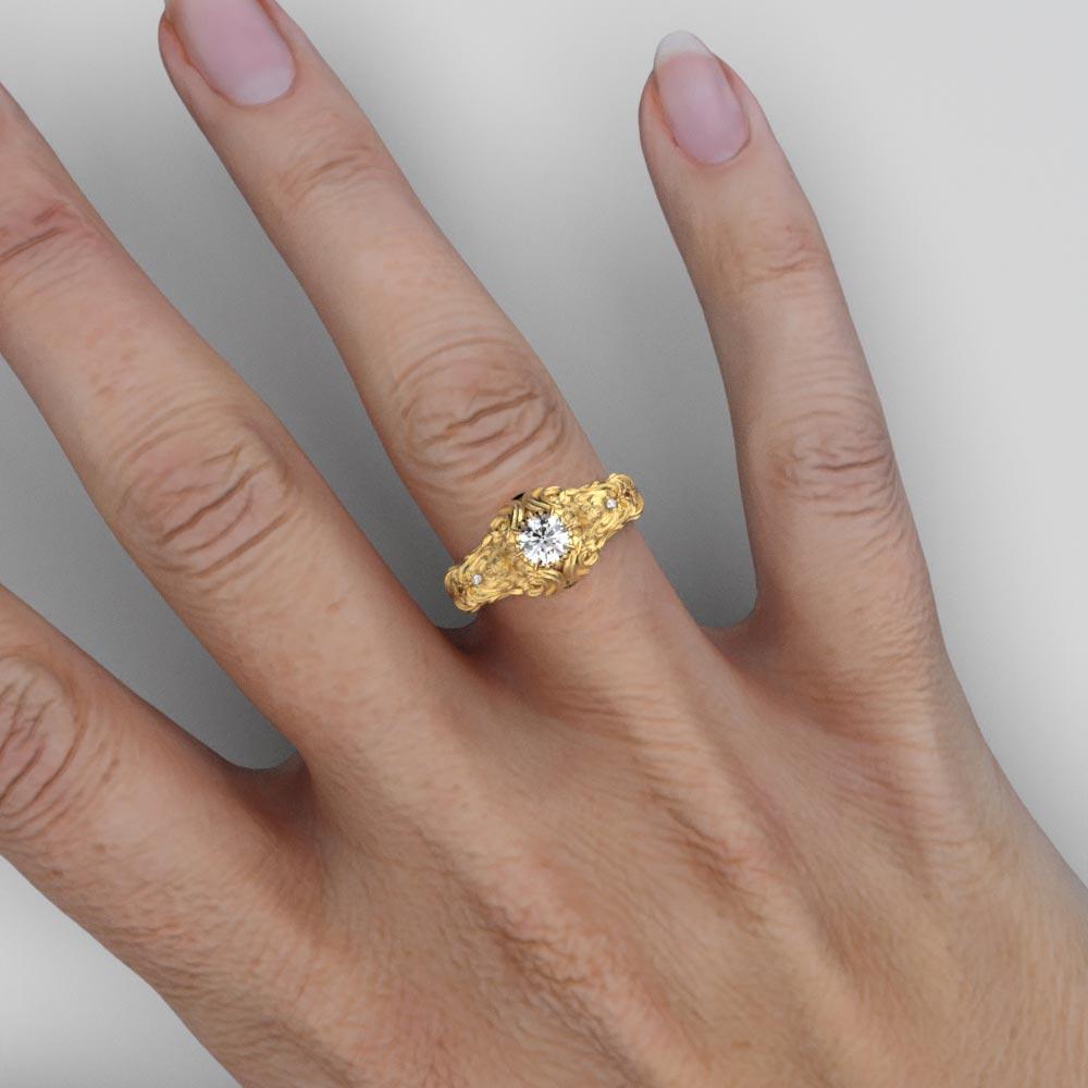 For Sale:  Italian Renaissance Style 18k Gold Diamond Ring by Oltremare Gioielli  4