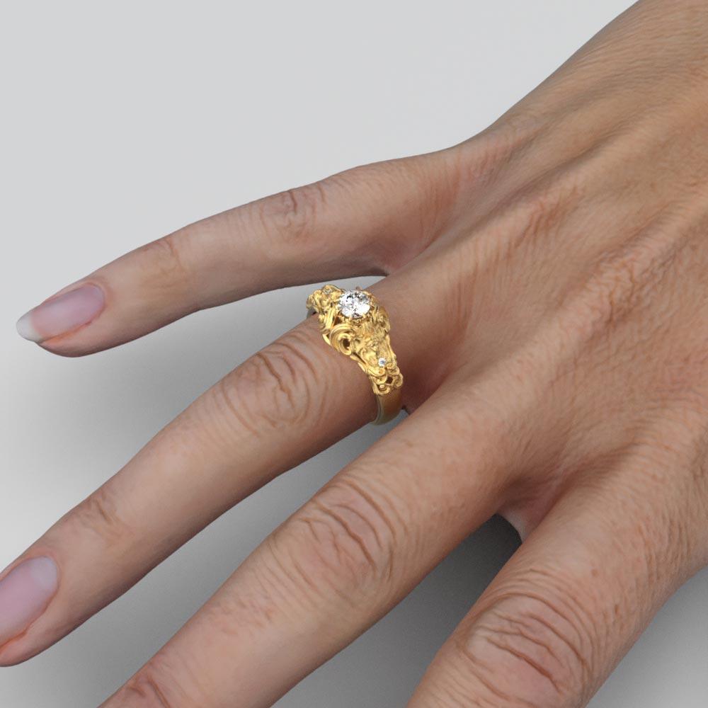 For Sale:  Italian Renaissance Style 18k Gold Diamond Ring by Oltremare Gioielli  6