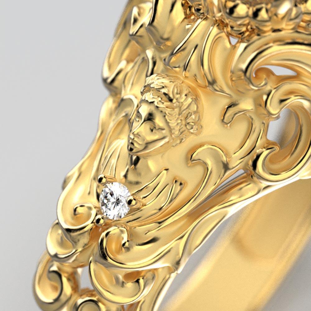 For Sale:  Italian Renaissance Style 18k Gold Diamond Ring by Oltremare Gioielli  7