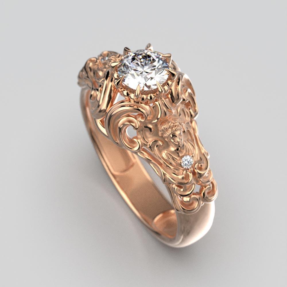 For Sale:  Italian Renaissance Style 18k Gold Diamond Ring by Oltremare Gioielli  8