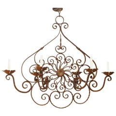 Antique Italian Renaissance Style '19th-20th Century' Wrought Iron Chandelier