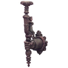 Italian Renaissance Carved Wooden Arm Shaped Wall Sconces