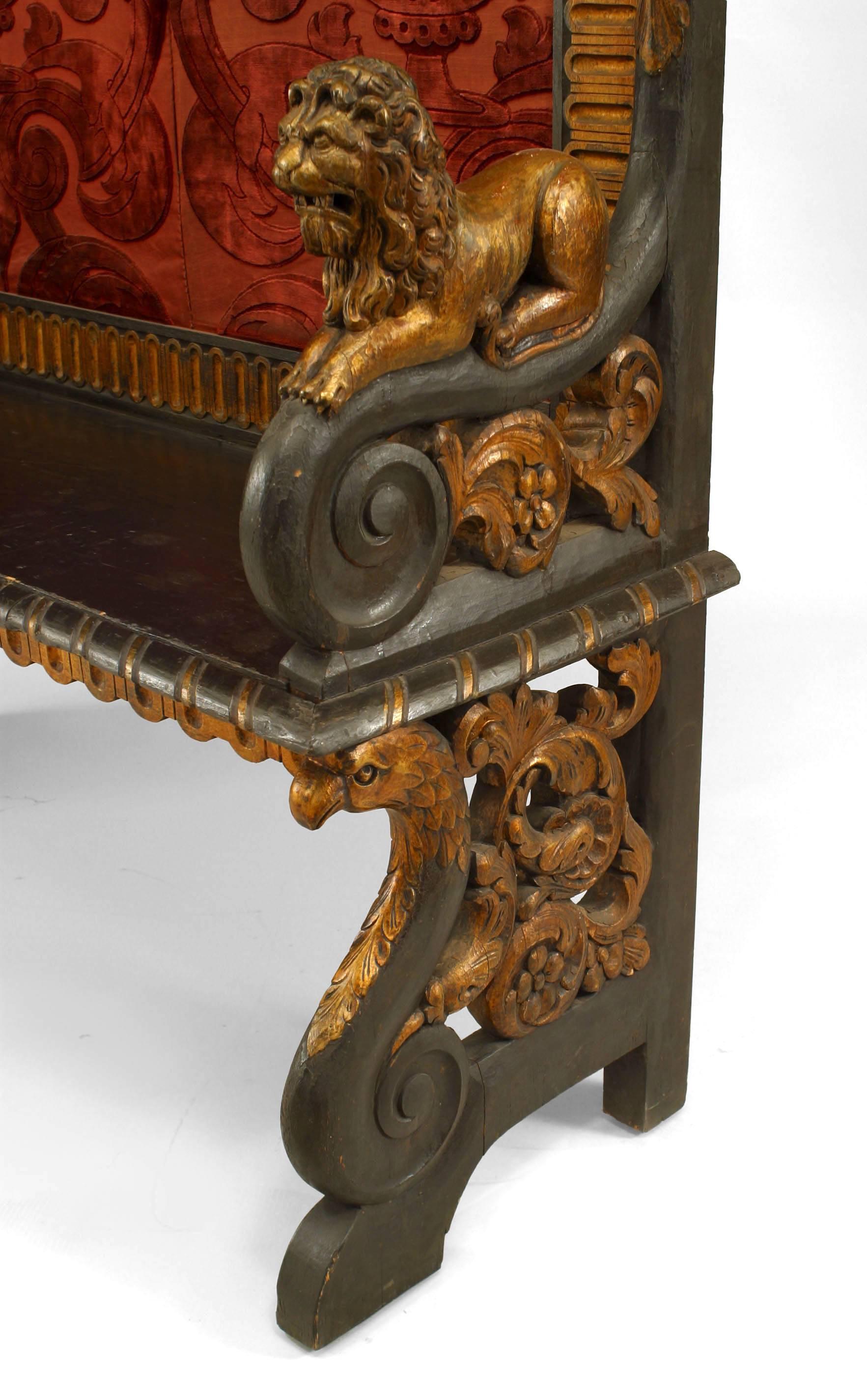 Gilt Italian Renaissance Style Paneled Hall Bench