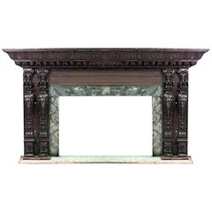 Italian Renaissance Carved Walnut Caryatid Mantel