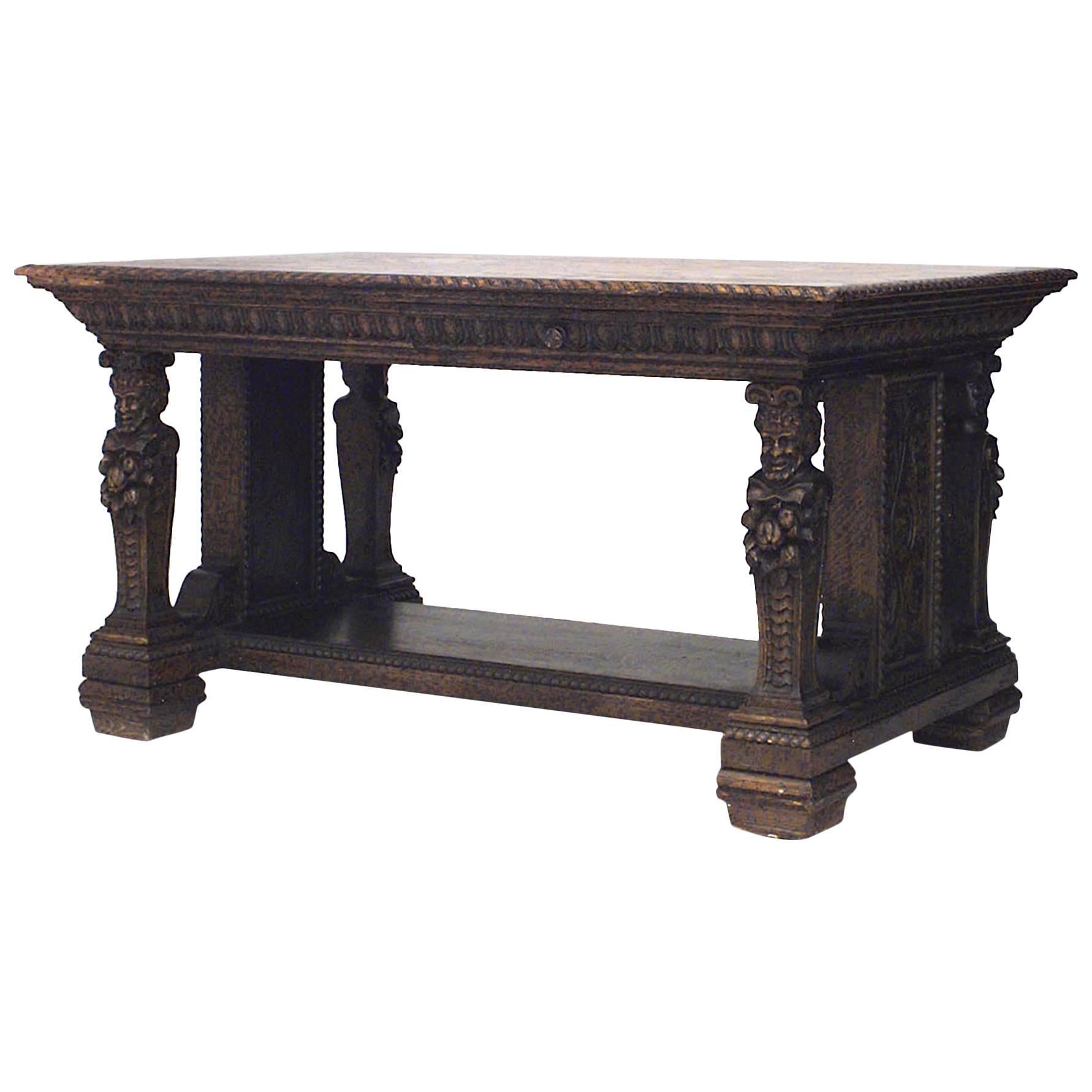 Italian Renaissance Style (19th Century) Library Style Table Desk For Sale