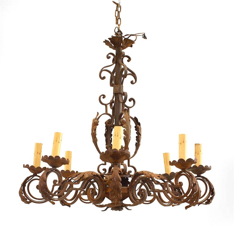Italian Renaissance Style Wrought Iron Chandelier For Sale at 1stDibs
