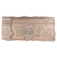 Italian Renaissance Style 20th Century Fresco with Cartouche, Mounted on Board
